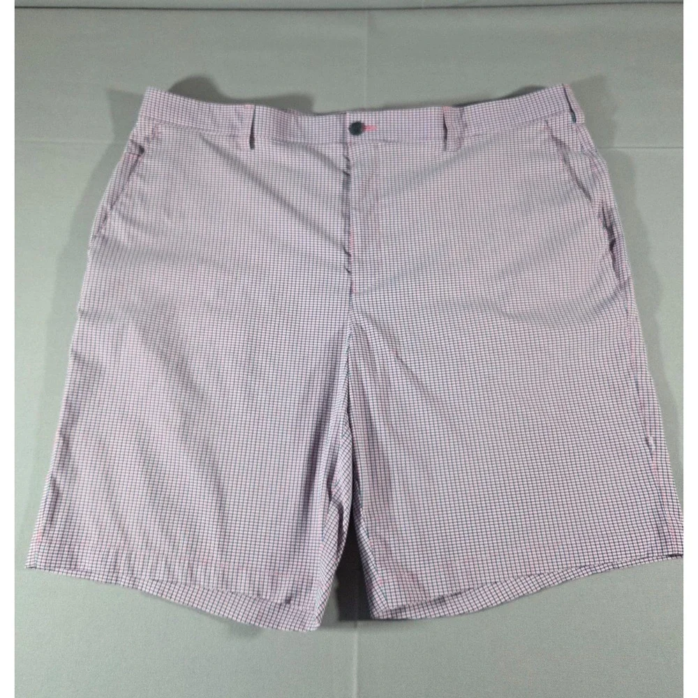 PGA Tour Shorts Mens 41 Pink Blue Plaid Golf Stretch Performance Course Wear
